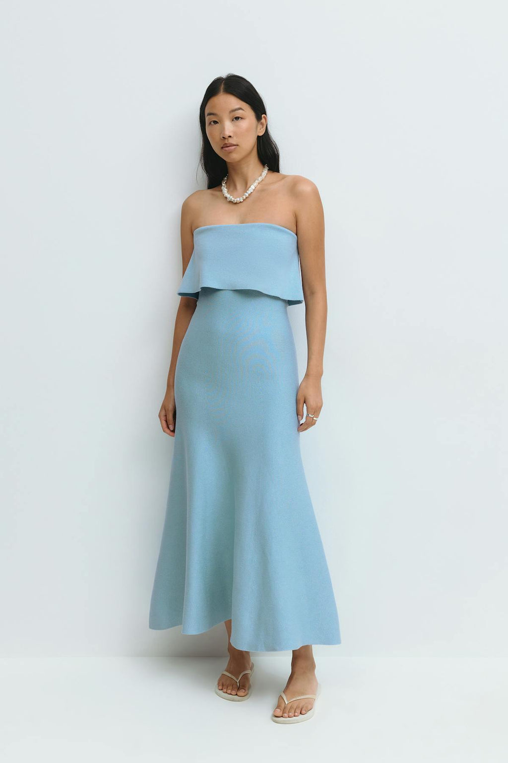 Knitted folded tube dress