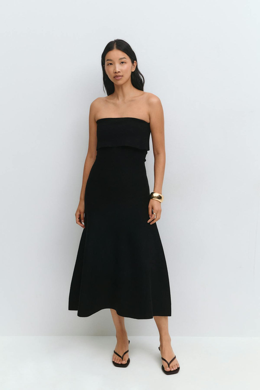 Knitted folded tube dress