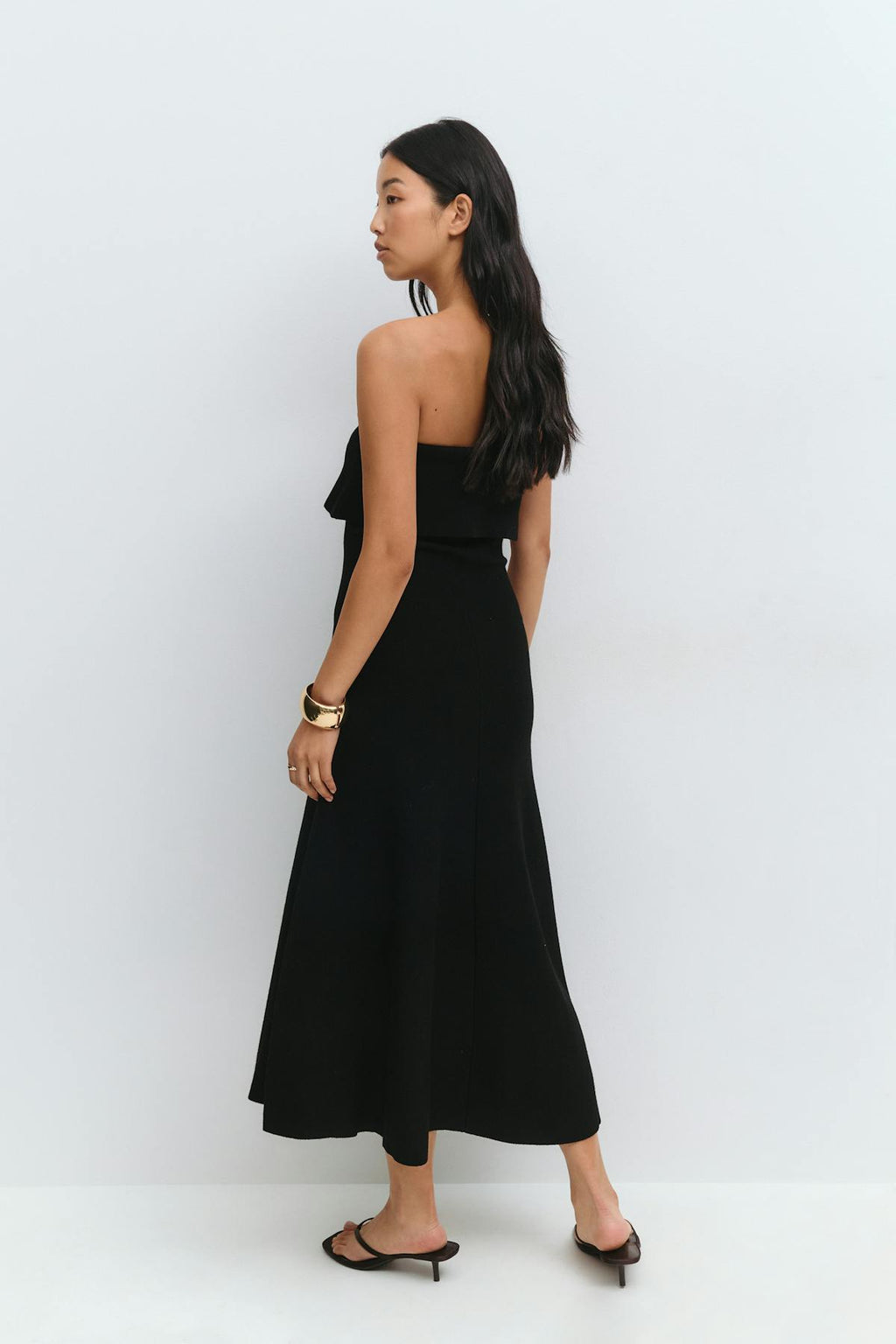 Knitted folded tube dress