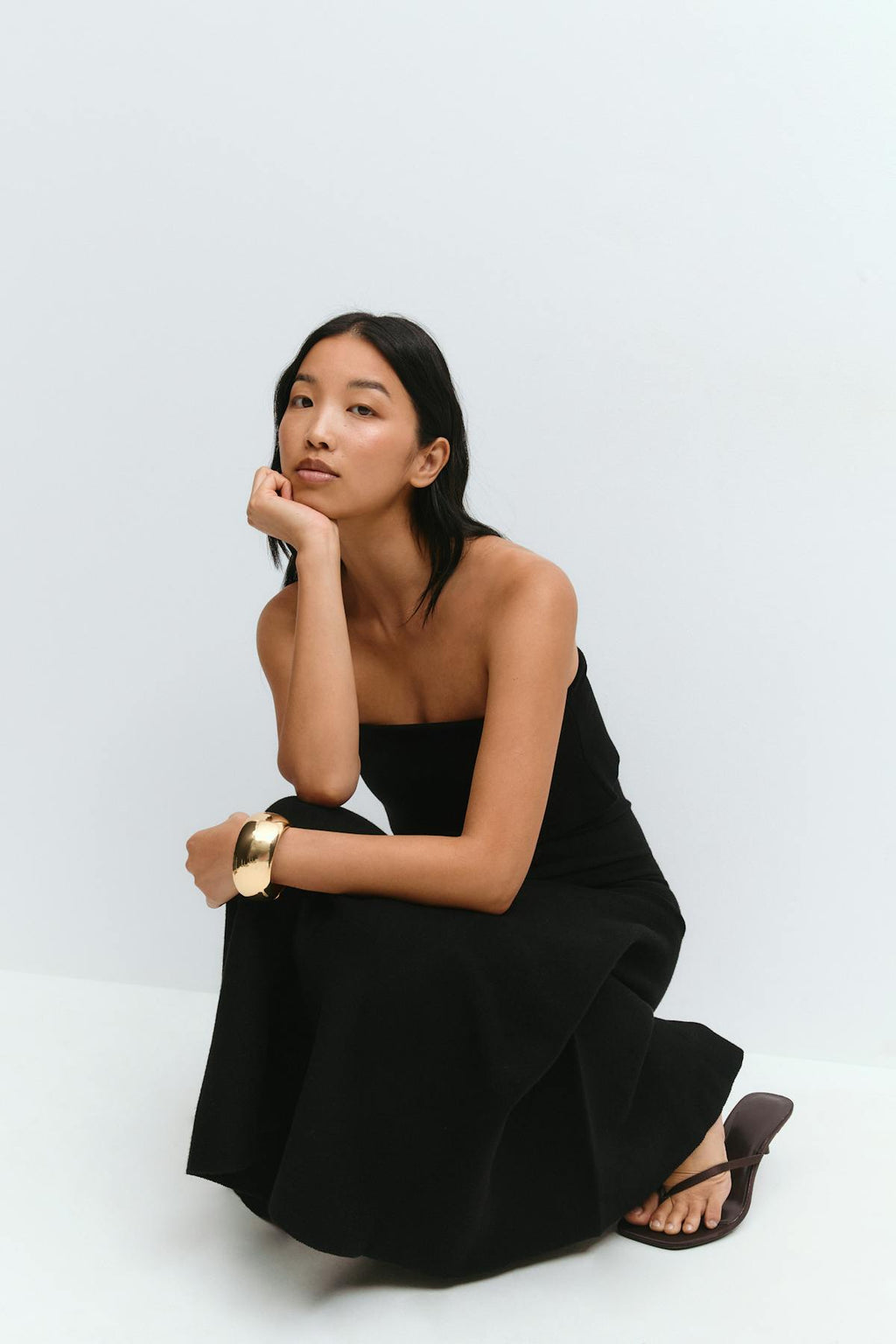 Knitted folded tube dress
