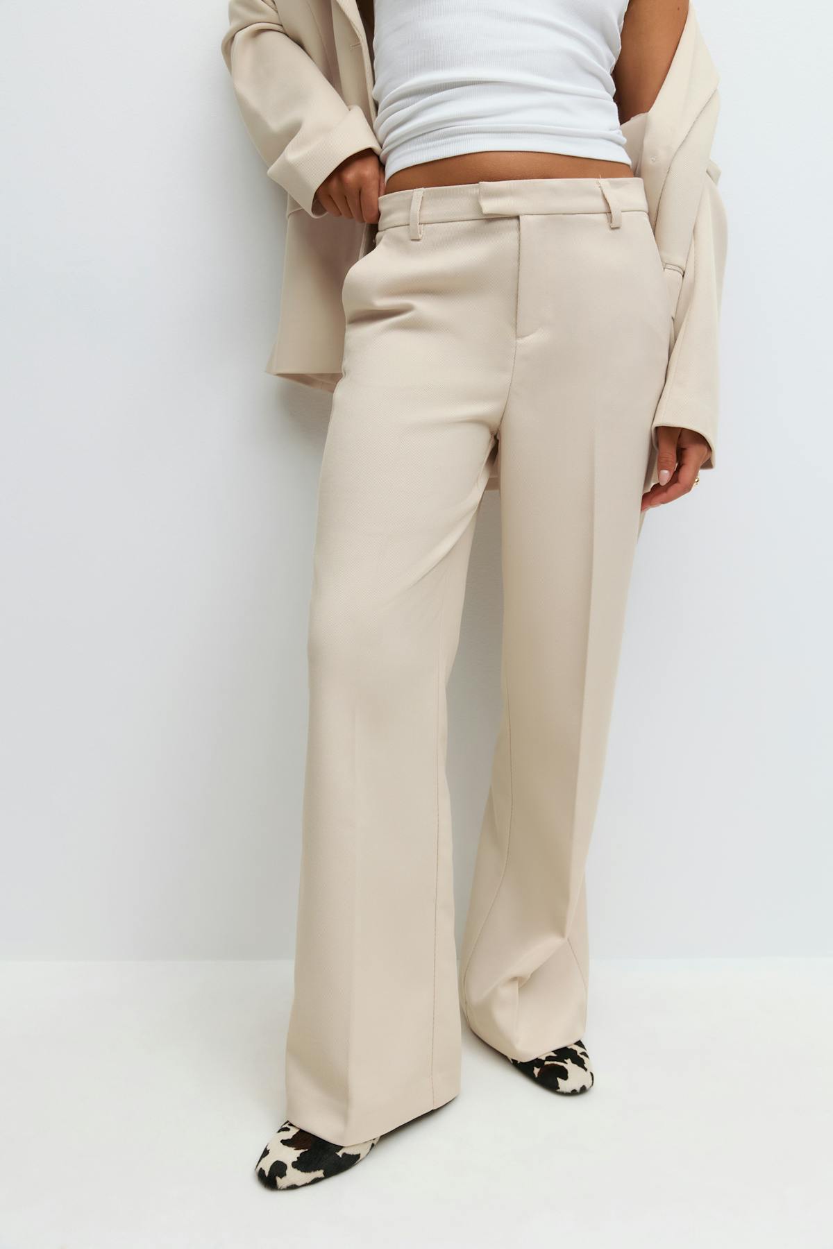 Straight twill trousers