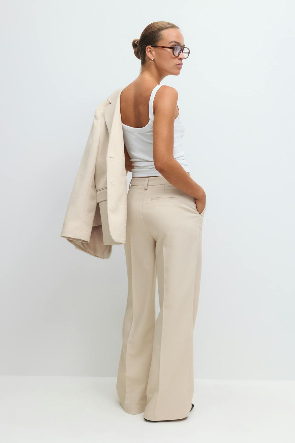 Straight twill trousers
