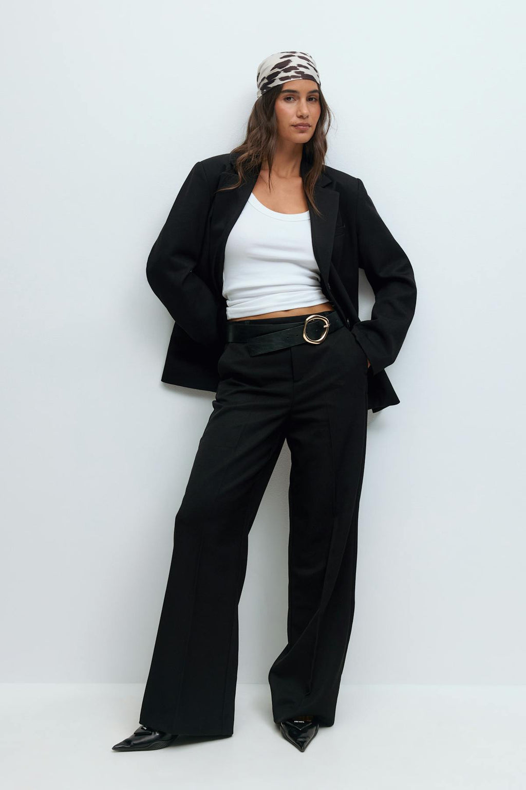 Straight twill trousers