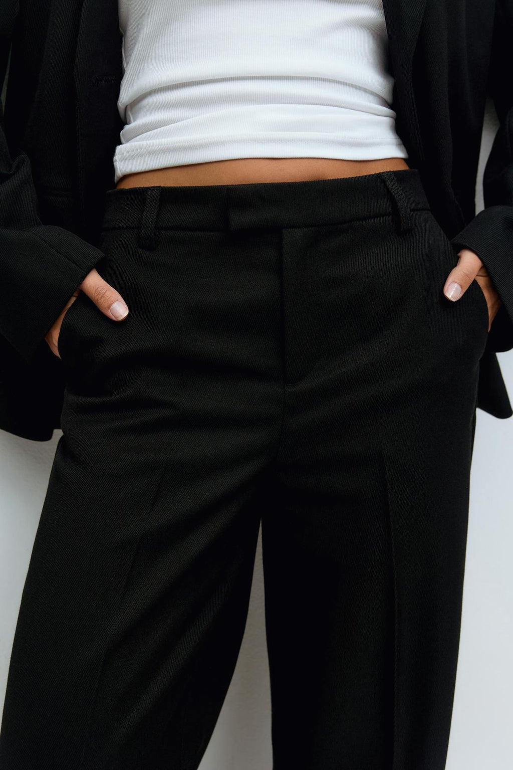 Straight twill trousers