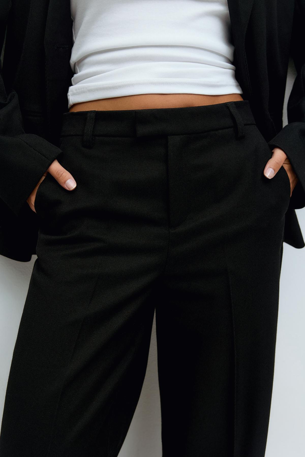 Straight twill trousers