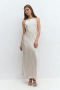 High neck satin dress