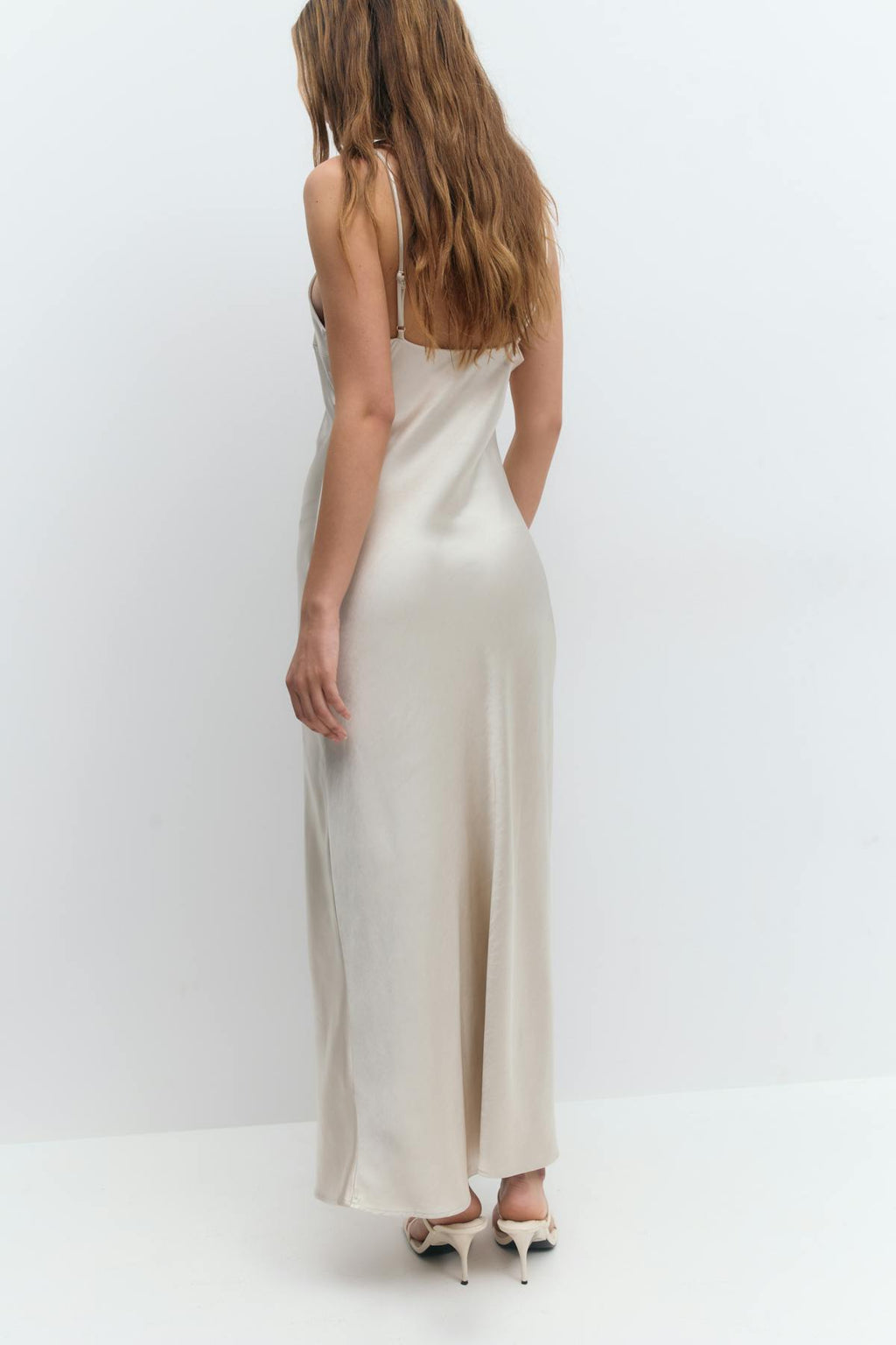 High neck satin dress