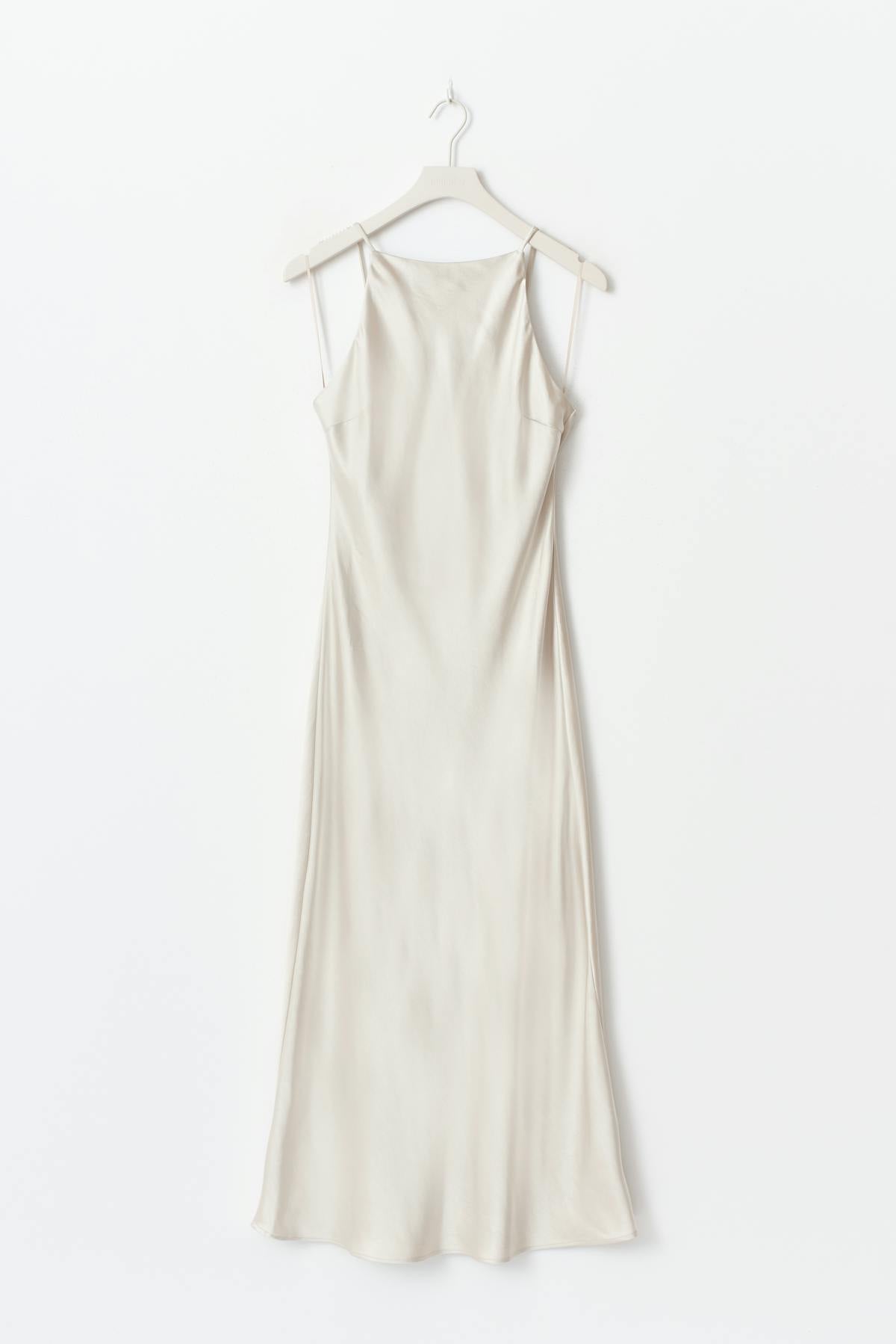 High neck satin dress