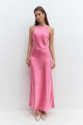 High neck satin dress