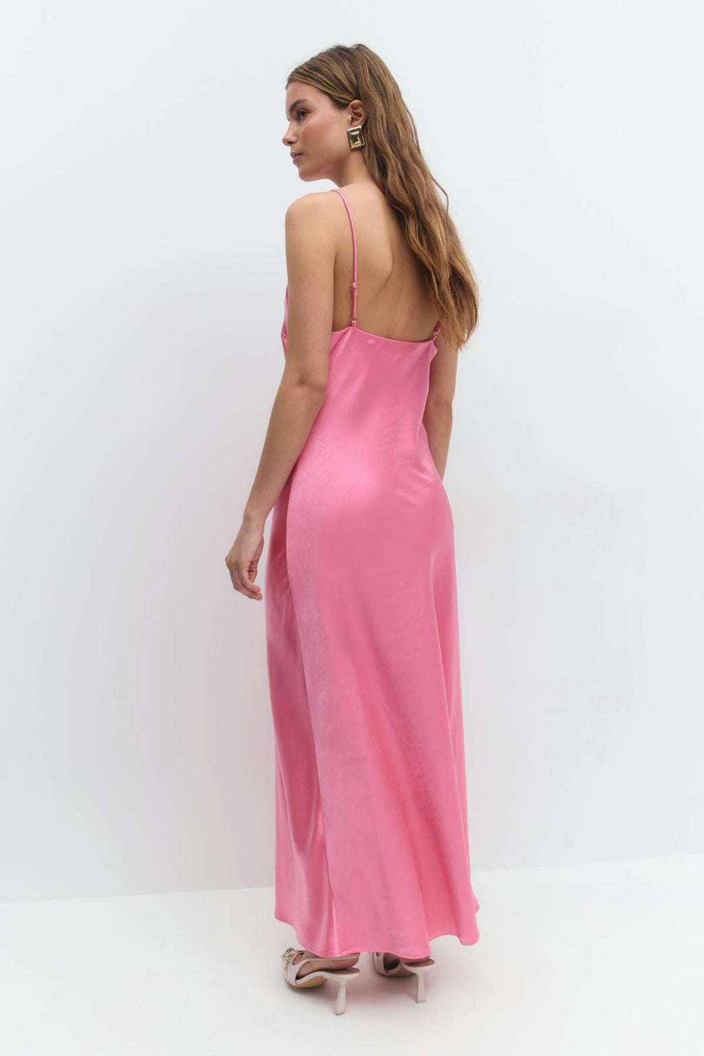 High neck satin dress