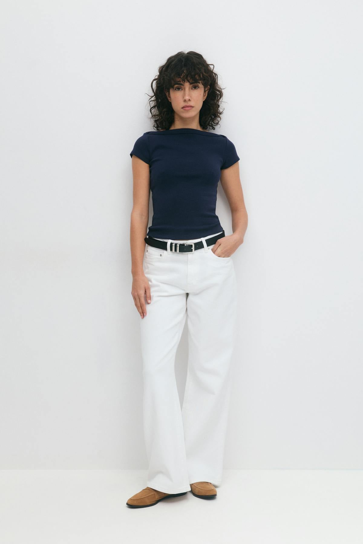 Boatneck tight rib top