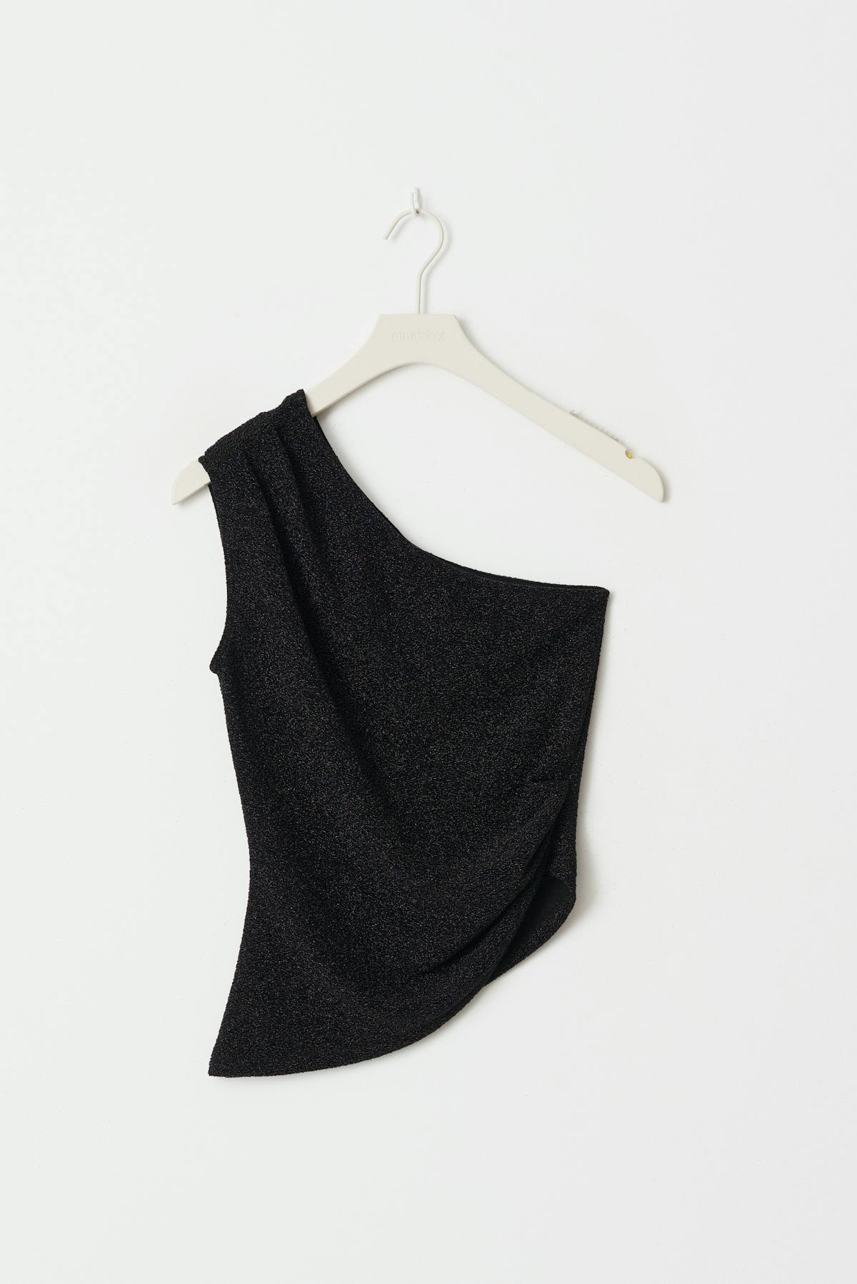 One shoulder glitter top