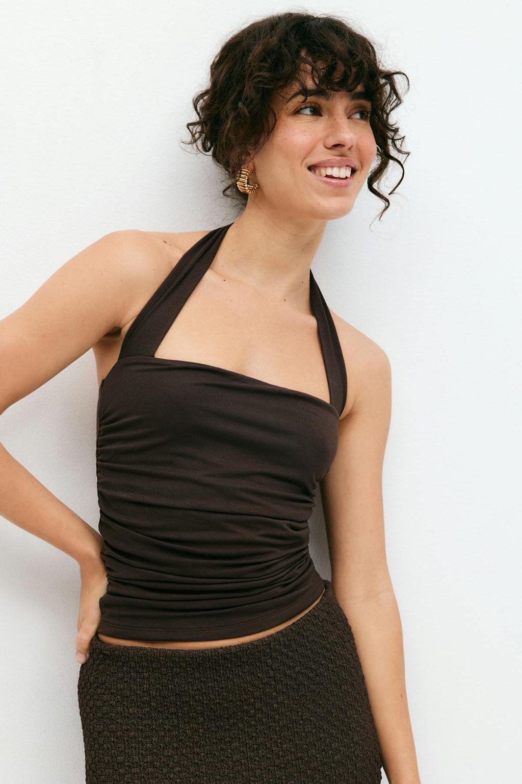 Soft touch halterneck top