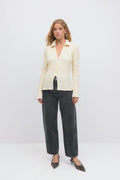 Textured collar top