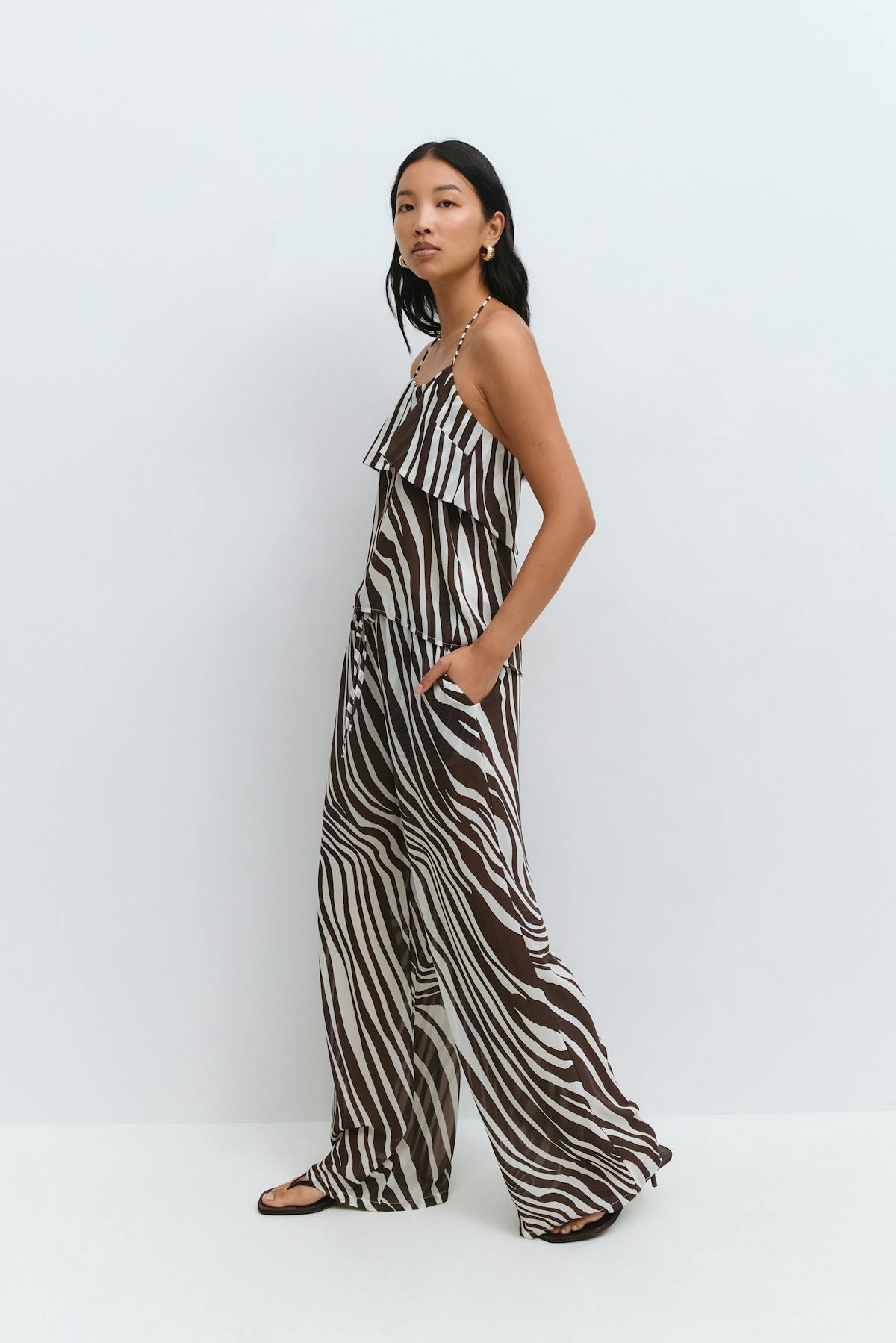Wide chiffon trousers