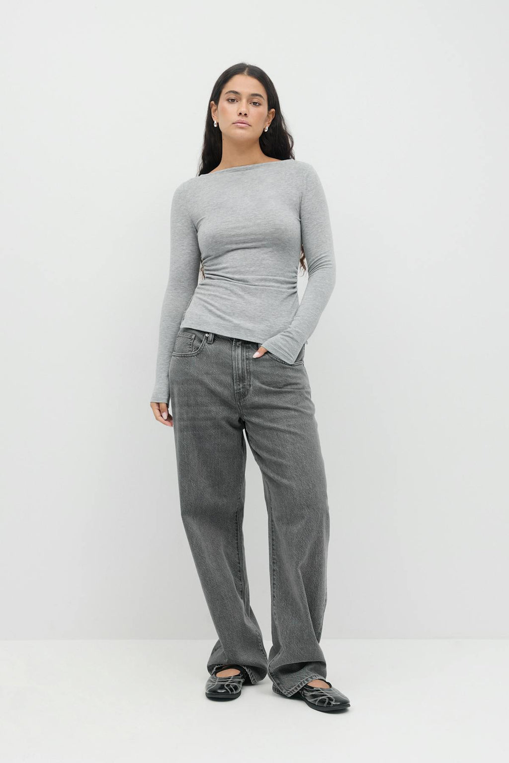 Boatneck ruched top