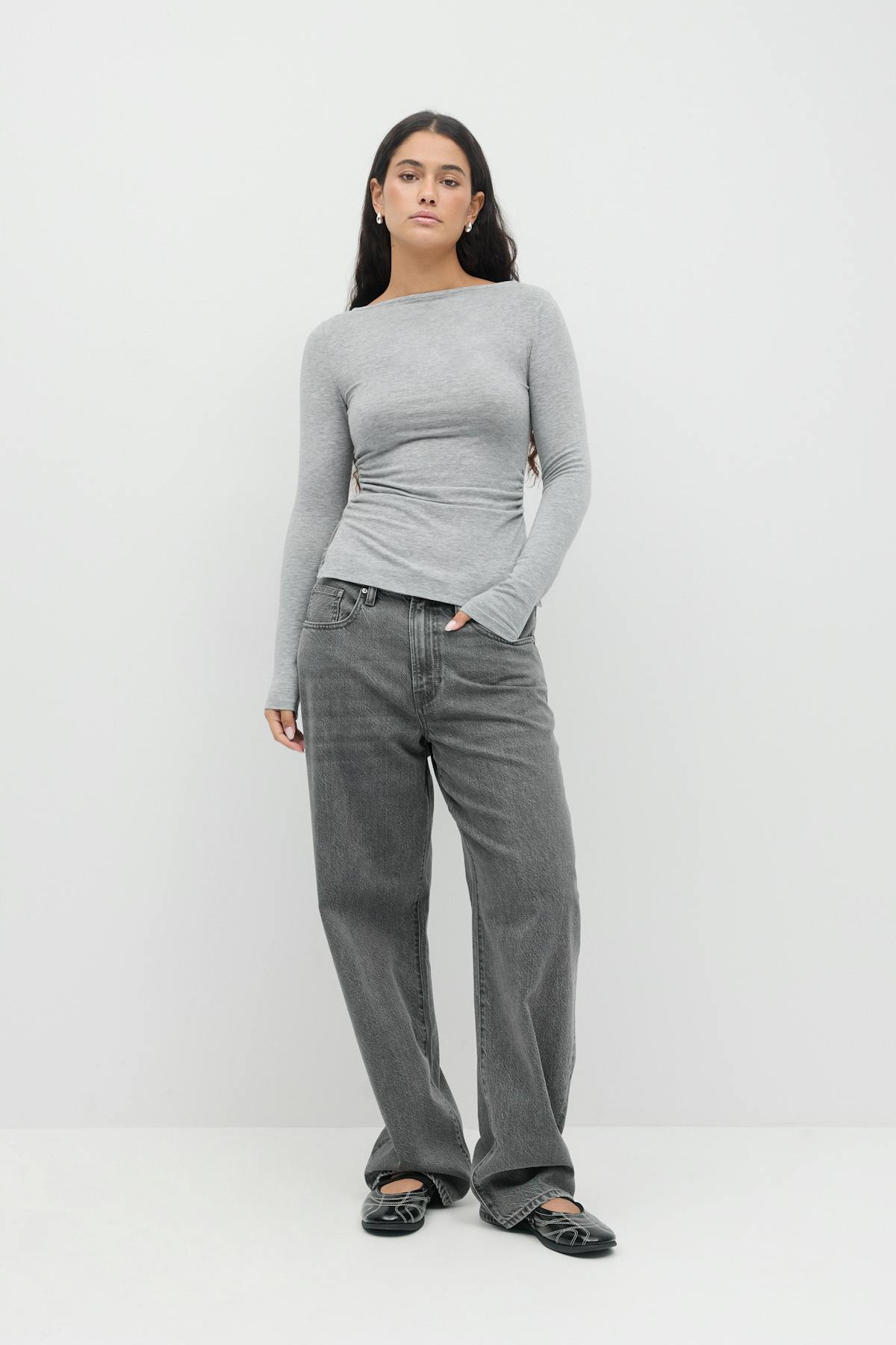 Boatneck ruched top