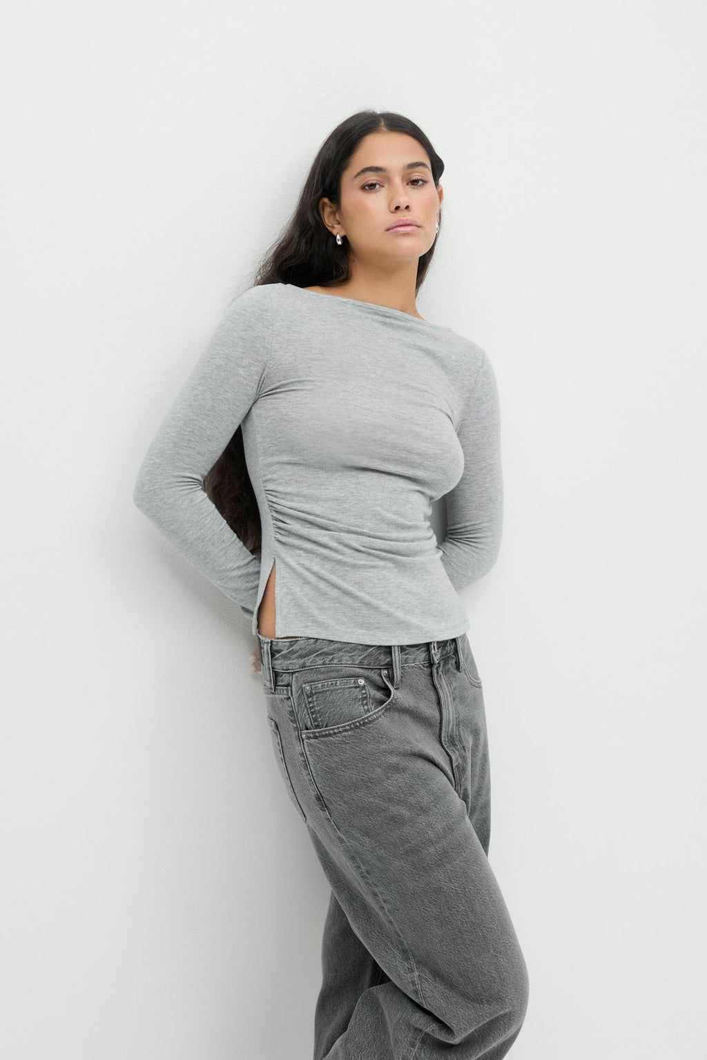Boatneck ruched top