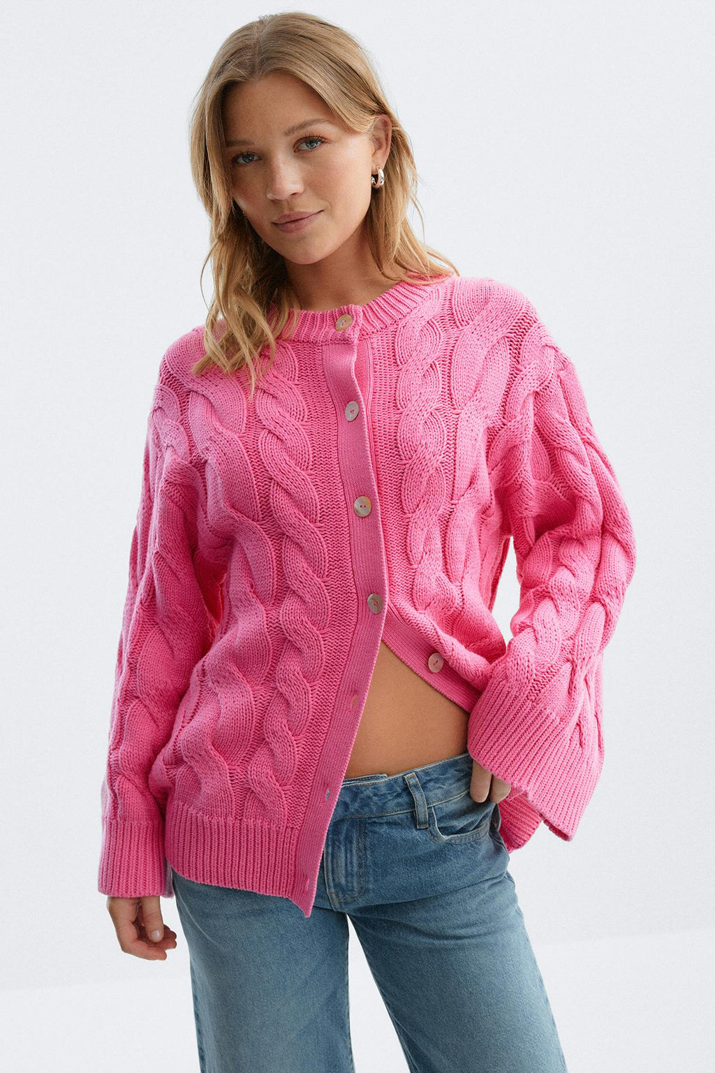 Chunky knitted cable cardigan