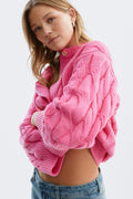 Chunky knitted cable cardigan