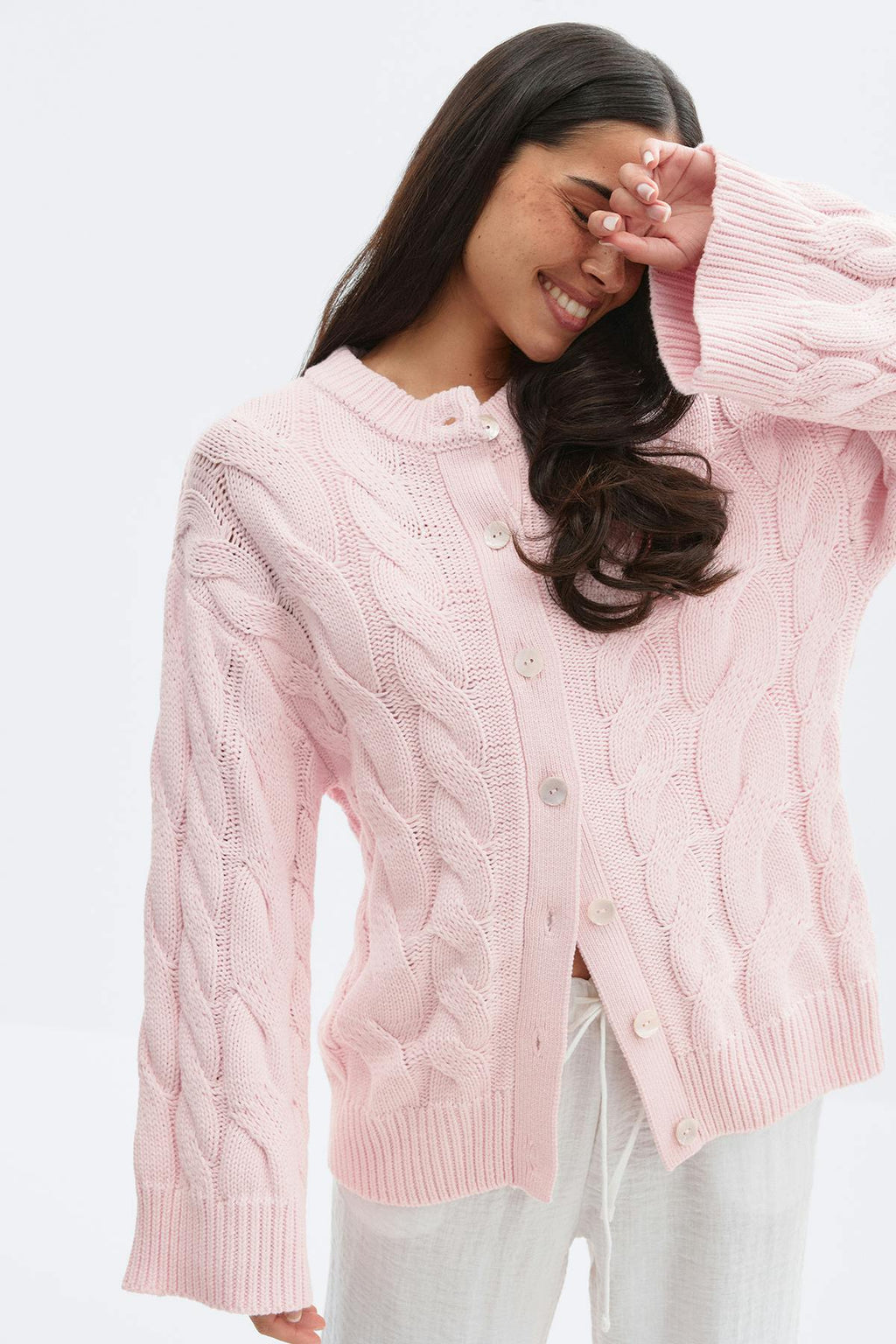 Chunky knitted cable cardigan