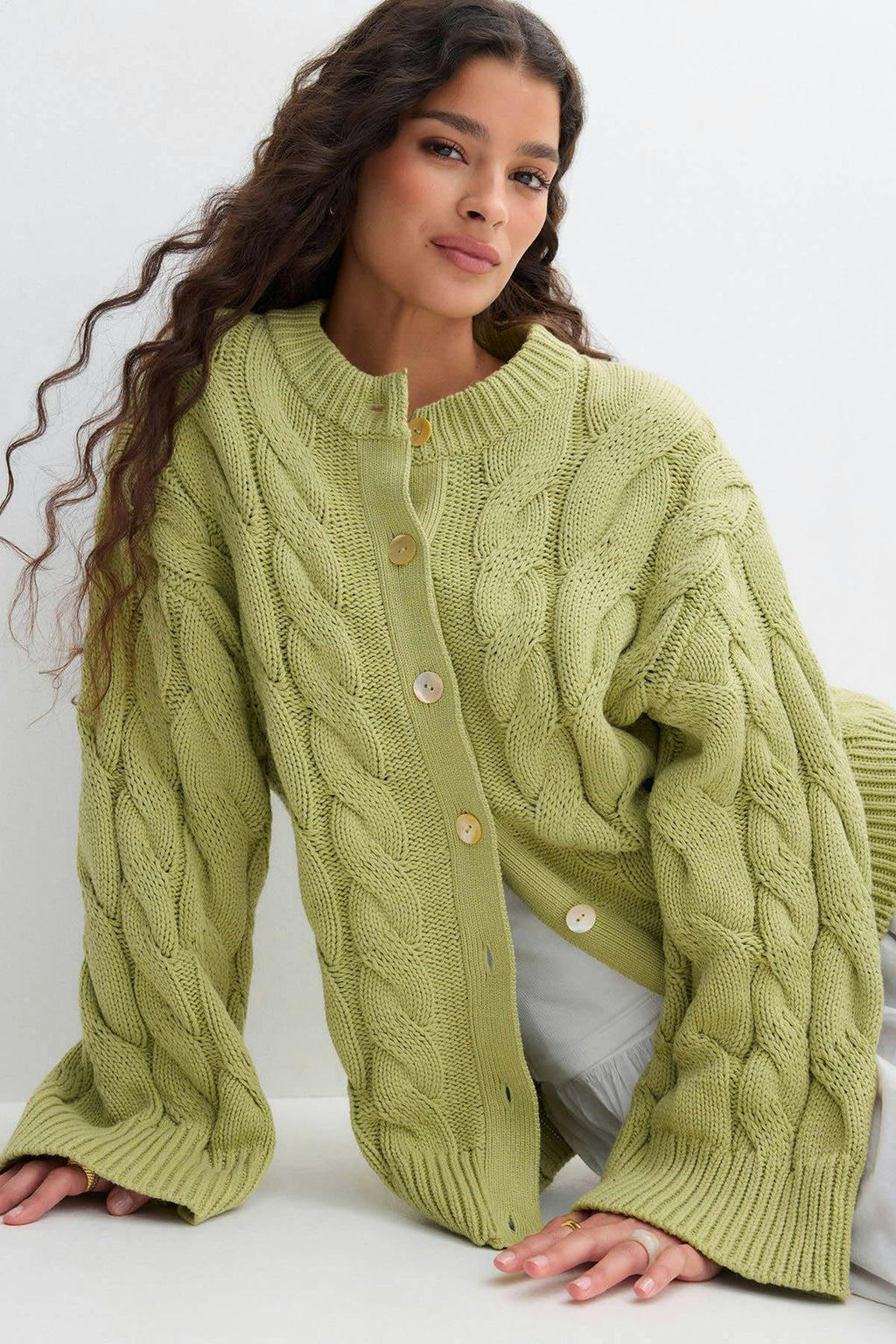 Chunky knitted cable cardigan