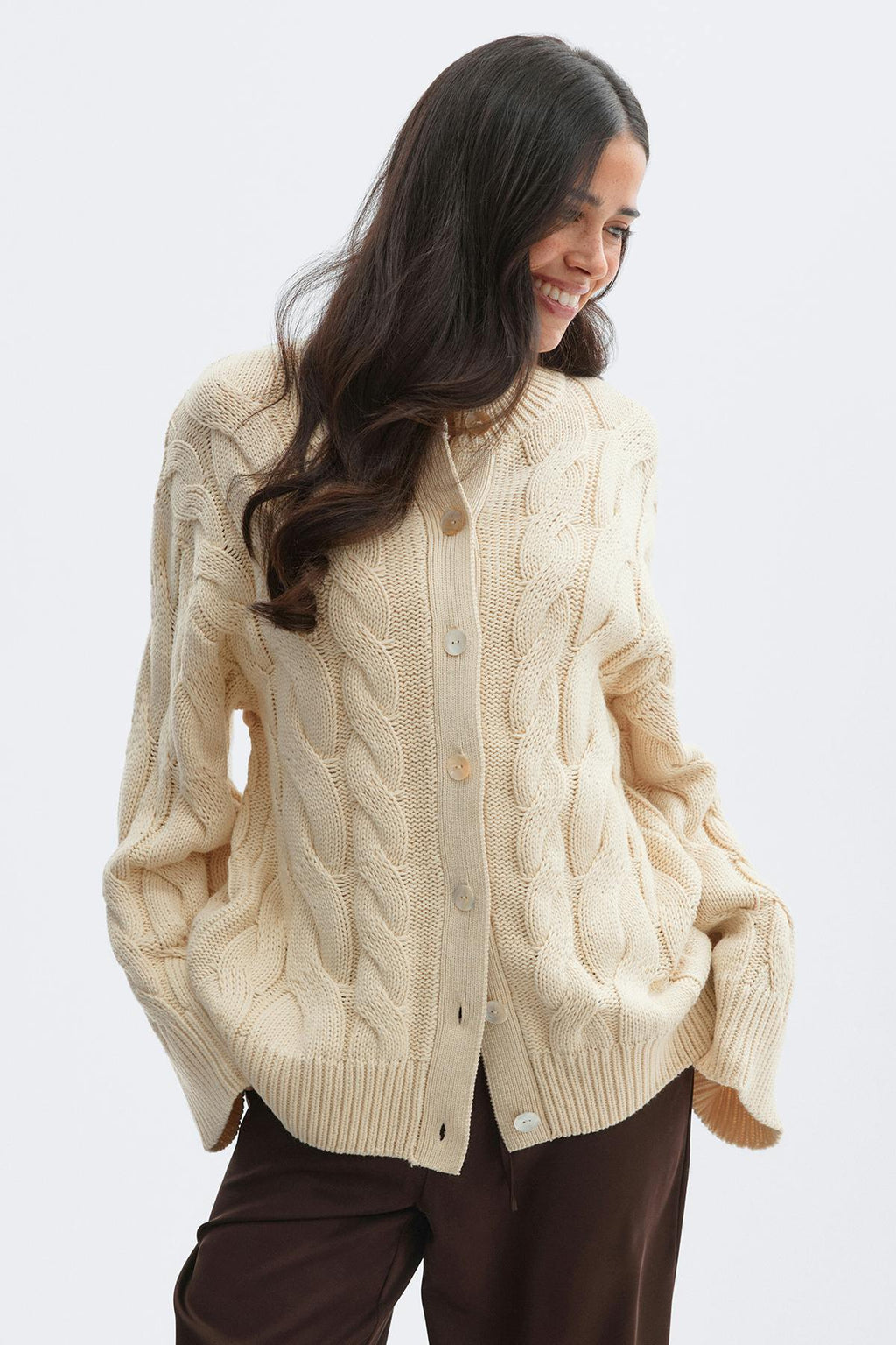 Chunky knitted cable cardigan