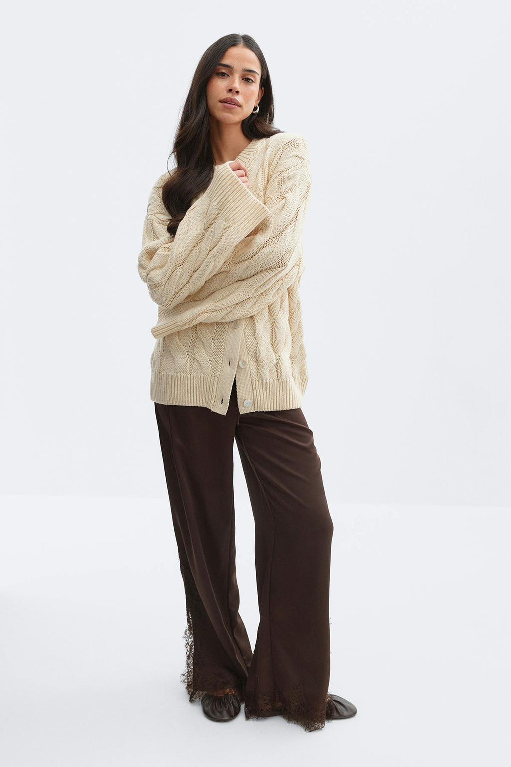 Chunky knitted cable cardigan