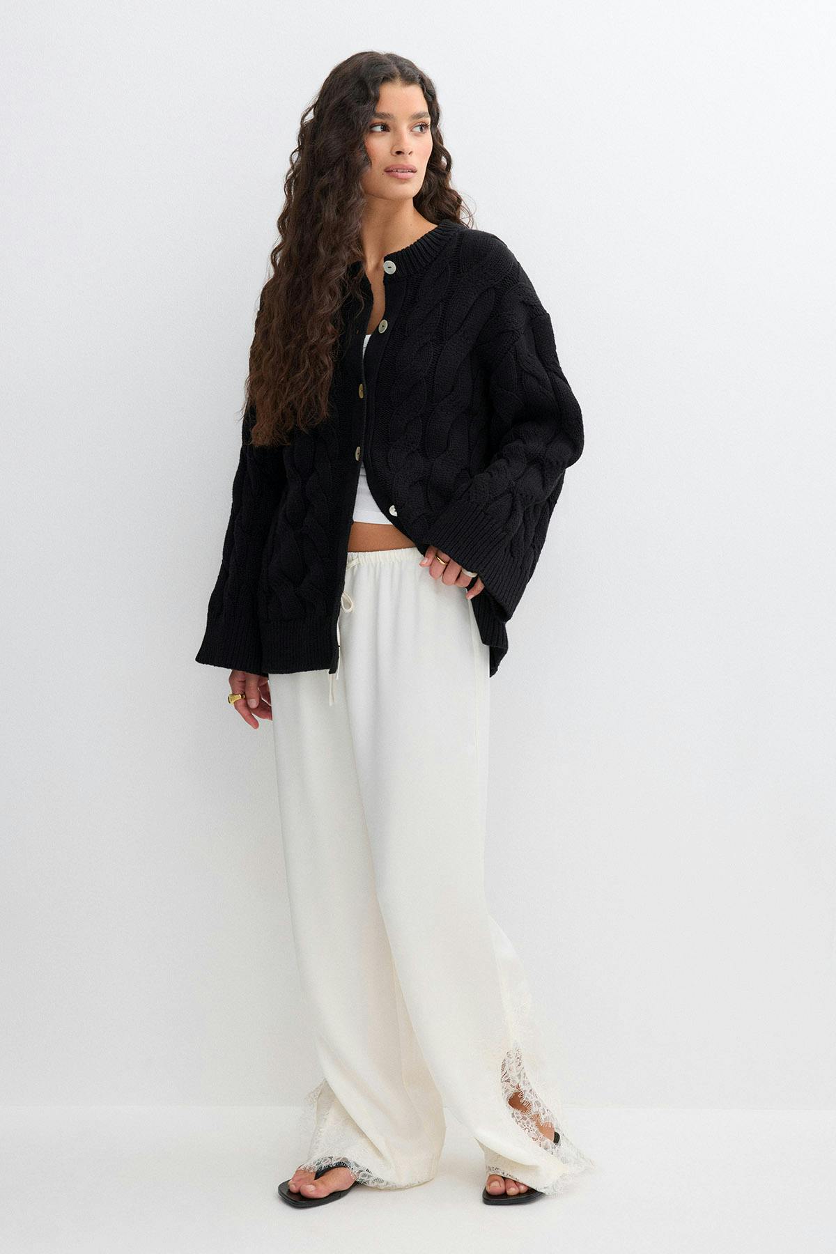 Chunky knitted cable cardigan