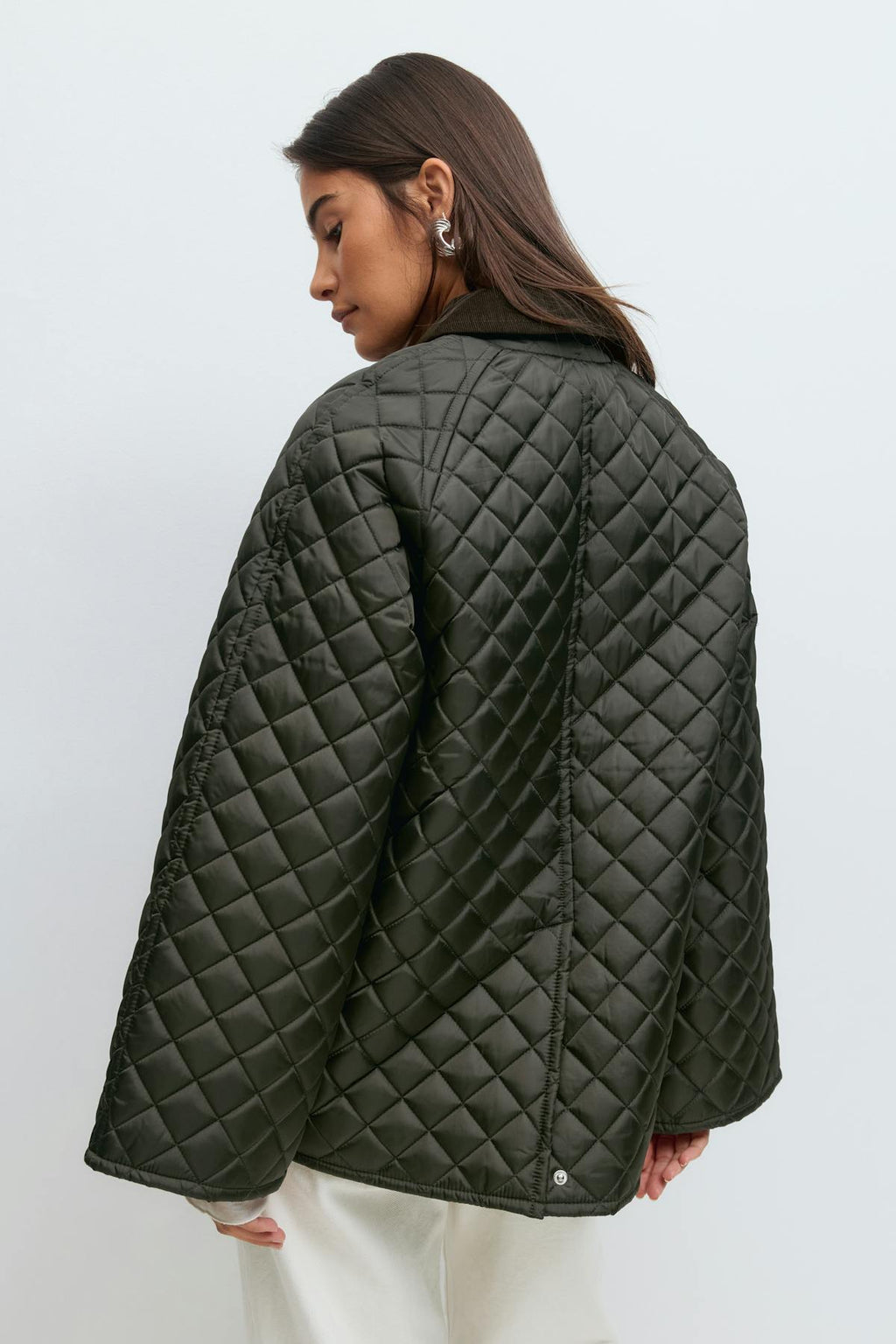 Corduroy collar quilted jacket