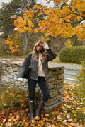 Corduroy collar quilted jacket