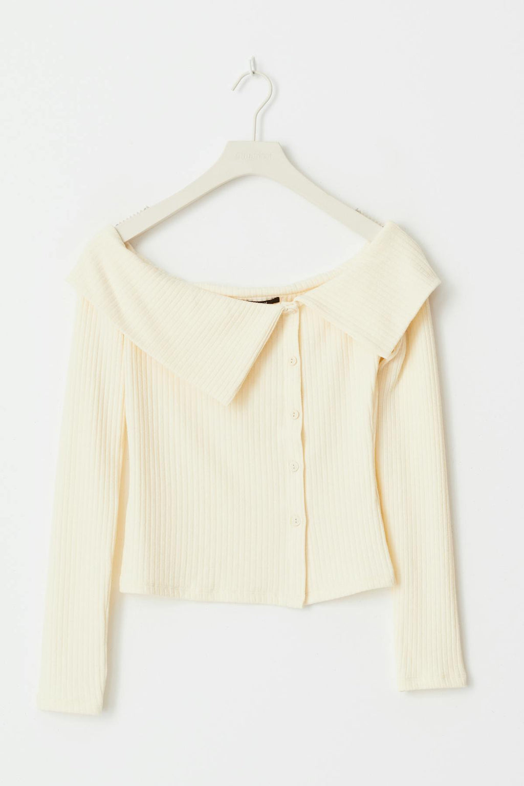 Off shoulder rib top