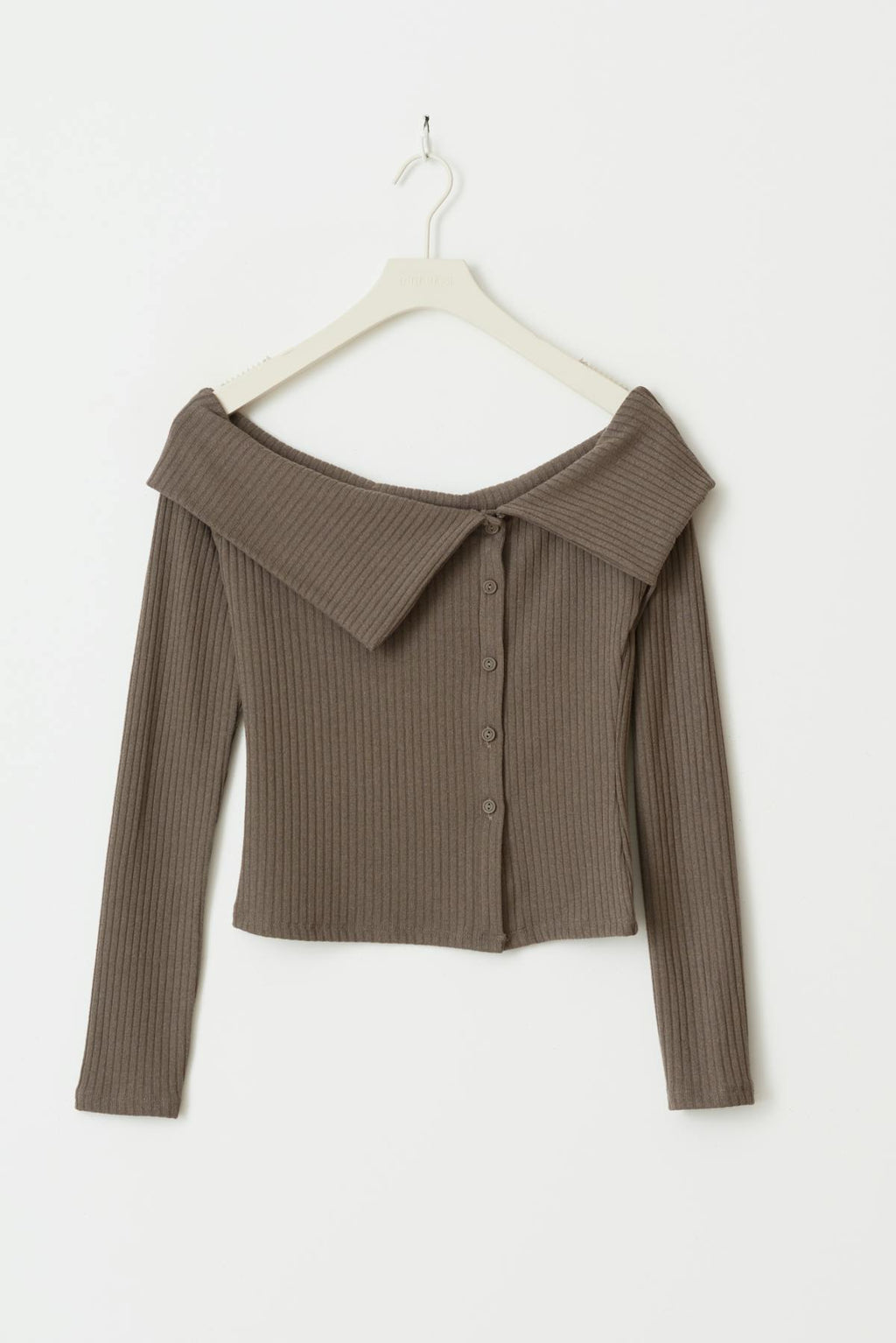 Off shoulder rib top
