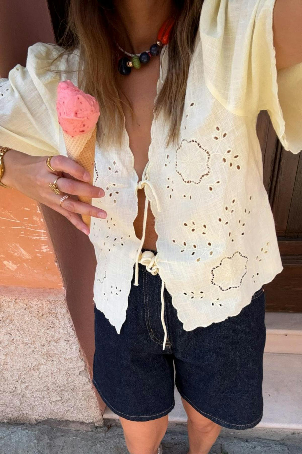 Scallop edge blouse