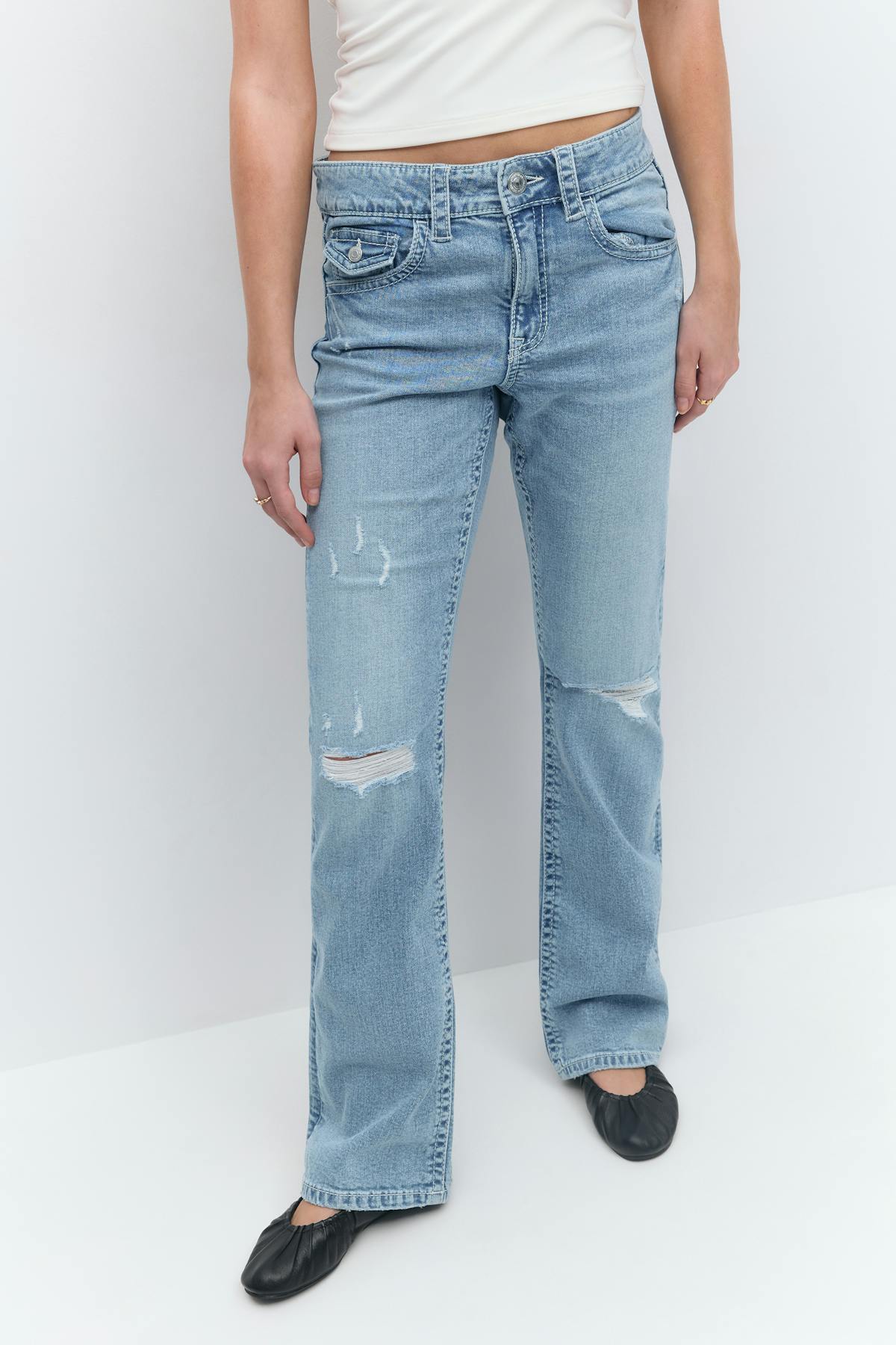 Chunky mid waist jeans