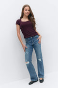Chunky mid waist jeans