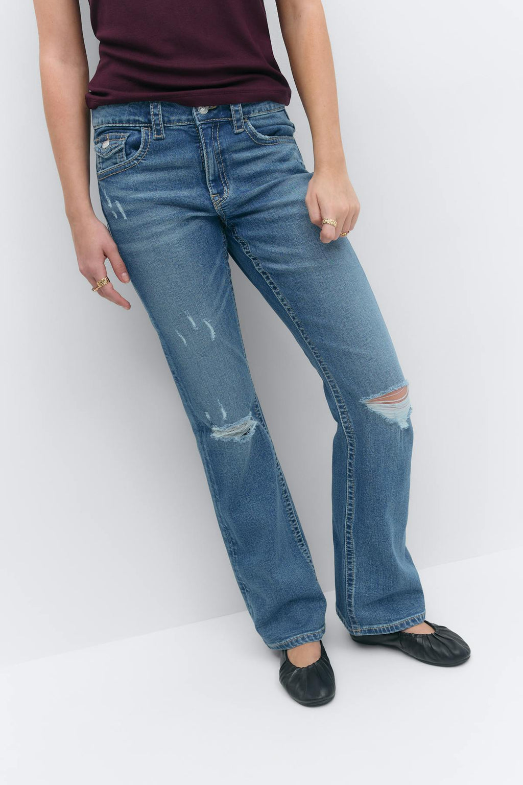 Chunky mid waist jeans