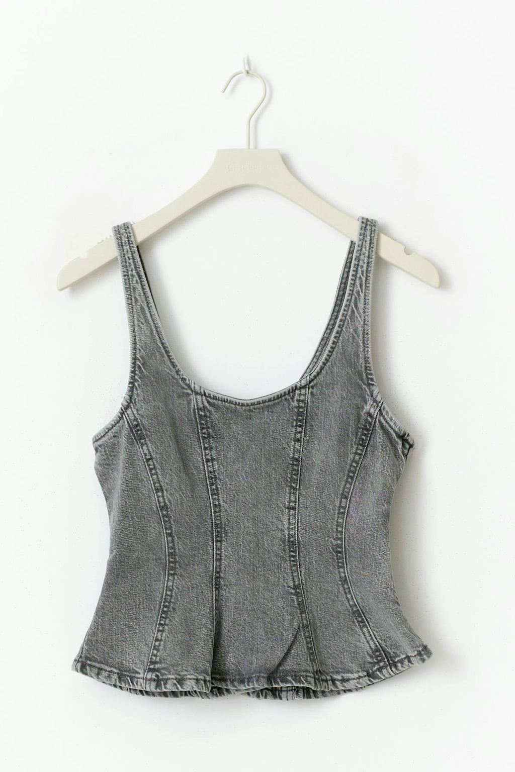 Lacing peplum denim top