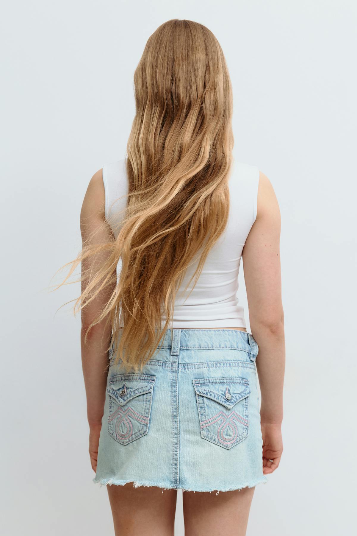 Y embroidery low waist skirt