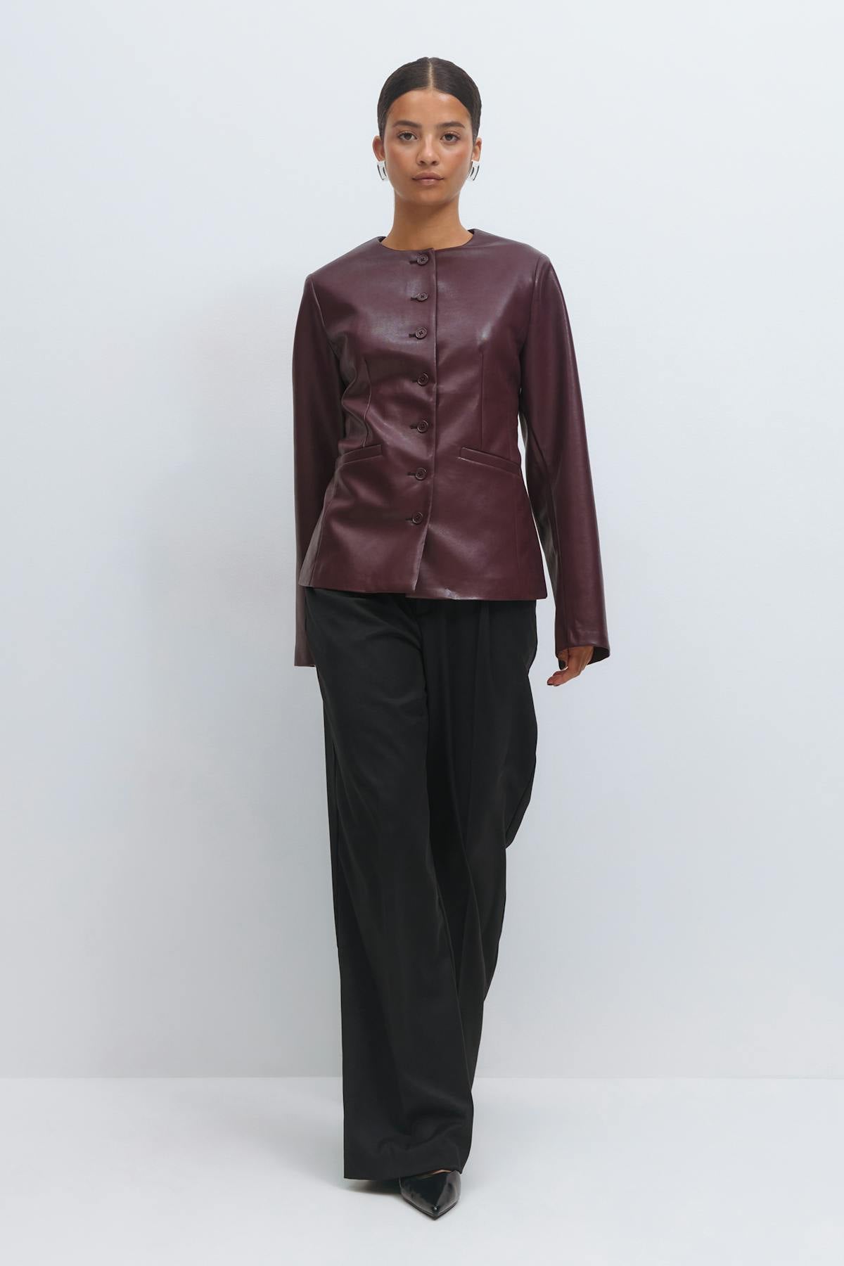 Shaped pu blazer