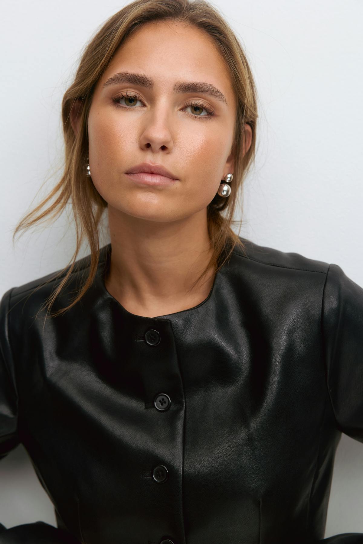 Shaped pu blazer