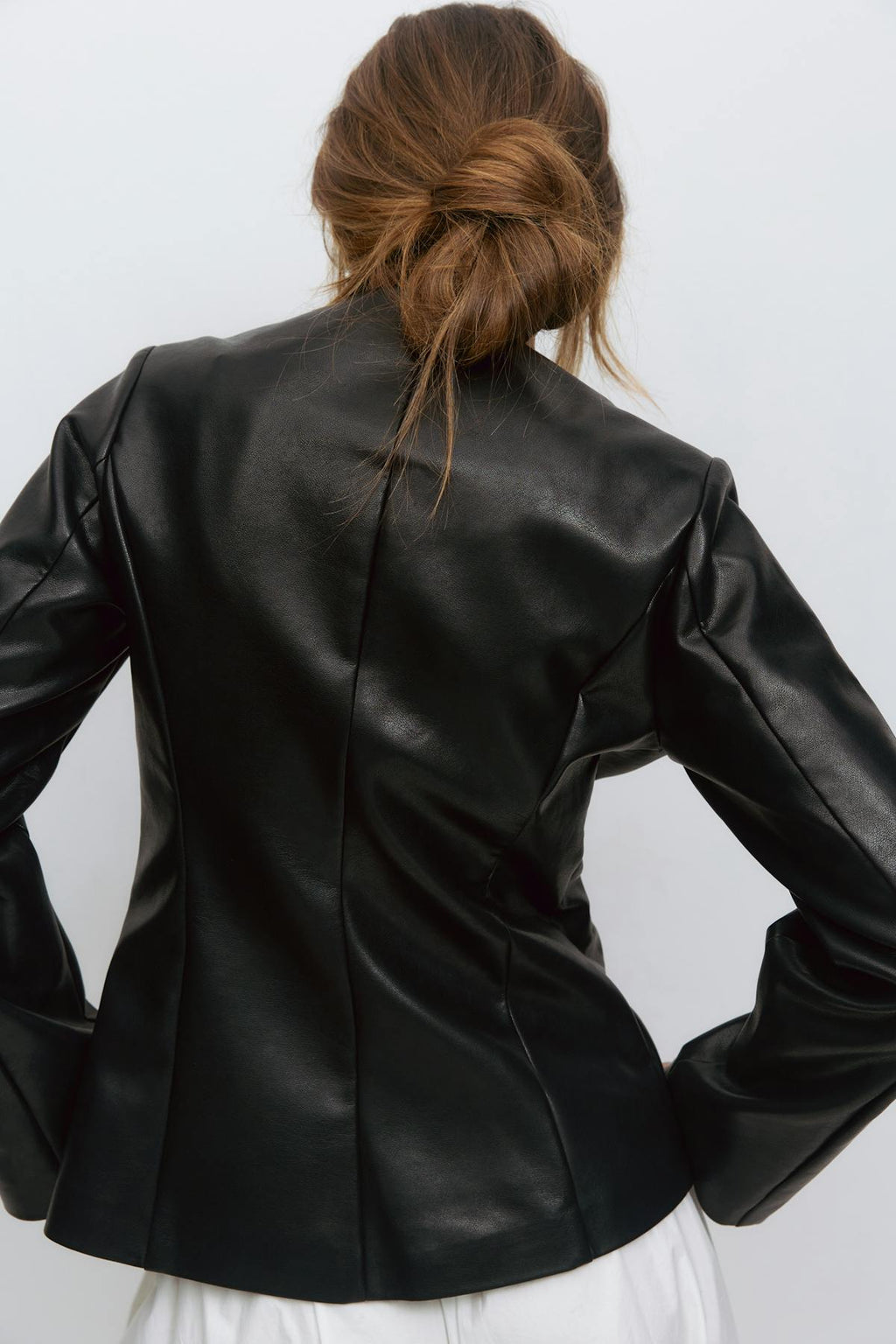 Shaped pu blazer
