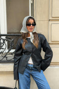 Shaped pu blazer