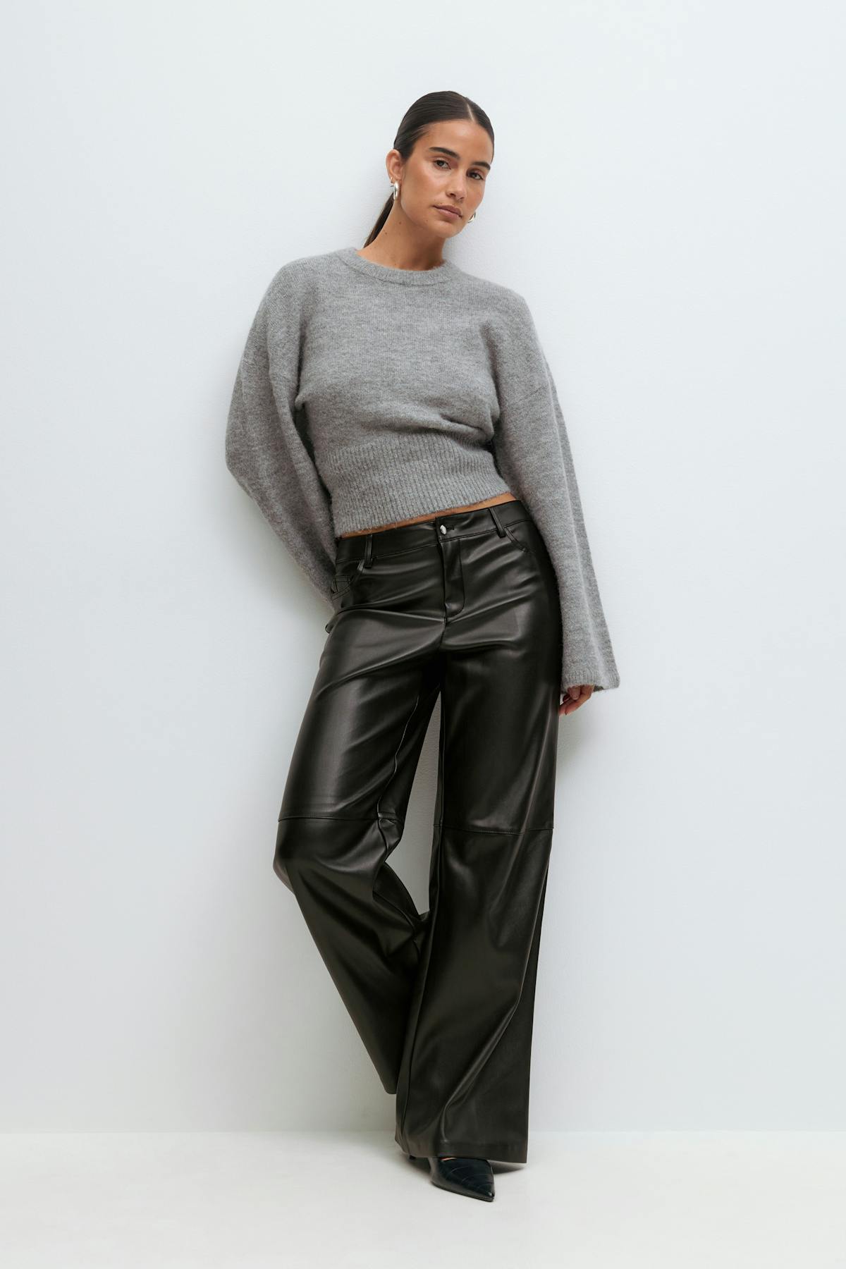 Straight pu trousers