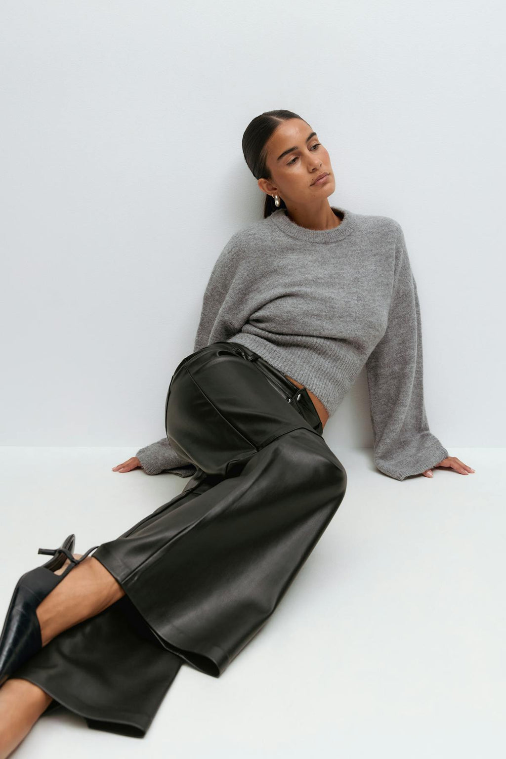Straight pu trousers