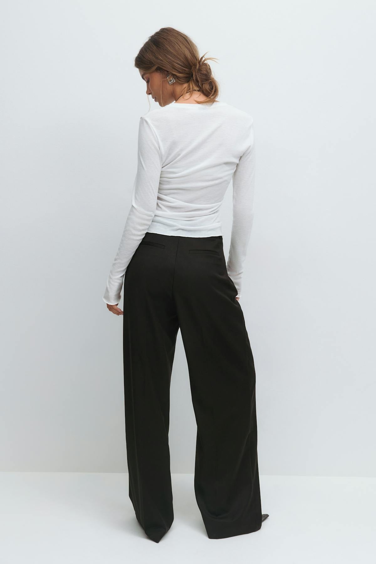 High waist wide trousers