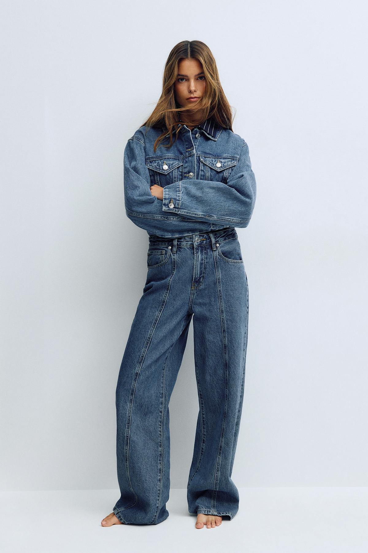 Wide front seam jeans