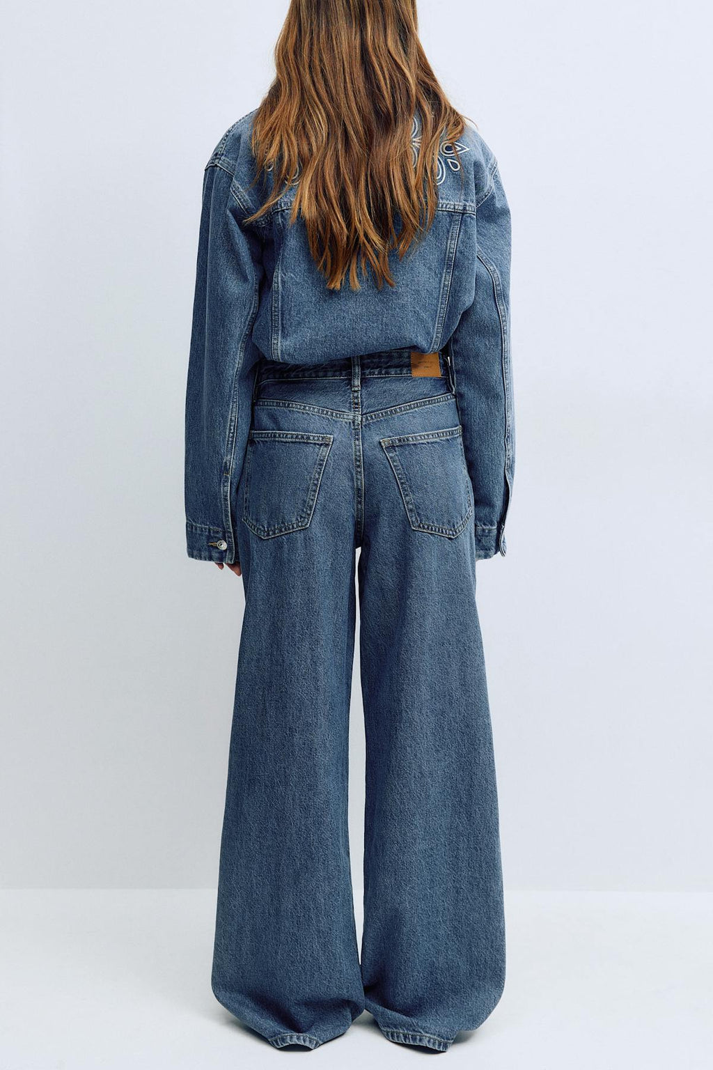 Wide front seam jeans