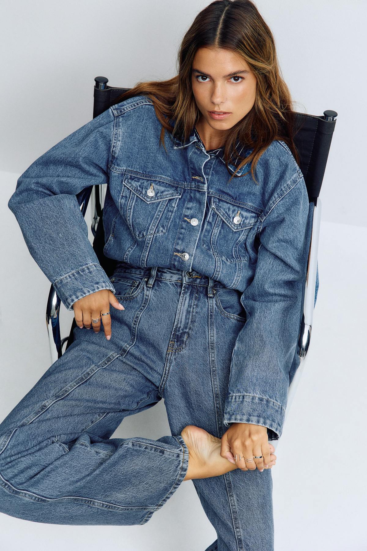 Wide front seam jeans