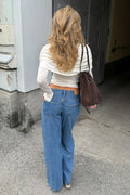 Wide front seam jeans
